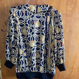 Jo Hanna York Women Shirt- Vintage 80s - Excellent Condition- Long Sleeves- 12